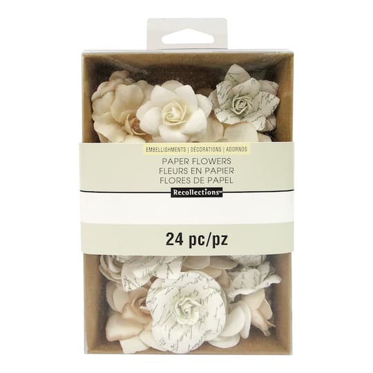 White Mulberry Printed Paper Flower Embellishments by Recollections&#x2122;
